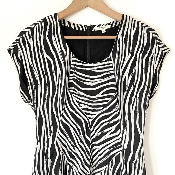 Helmut Lang Zebra Print 100% Silk Mini Dress sz 2 - Picture 4 of 8